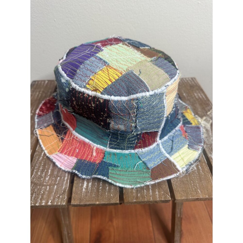 Pale MULTI-COLOR PATCHWORK BUCKET HAT - image 1